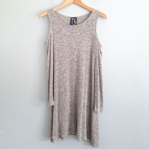 TMG Cream & Black Scoop Neck Cold Shoulder Dress